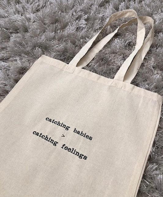 catching babies tote